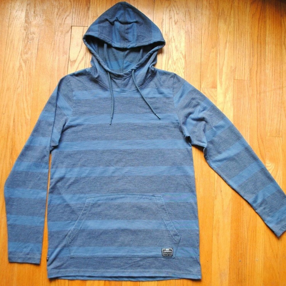 Men's Nike Slubber Dri Fit Striped Blue Hoodie Size Small Cotton Polyester